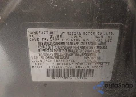 2022 Nissan Kicks S Xtronic Cvt z USA, uszkodzony, nr VIN 3N1CP5BV7NL483336